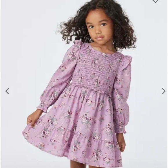 Janie and Jack The Eloise Smocked Dress Lavender Herb Floral size 4 - Picture 1 of 9